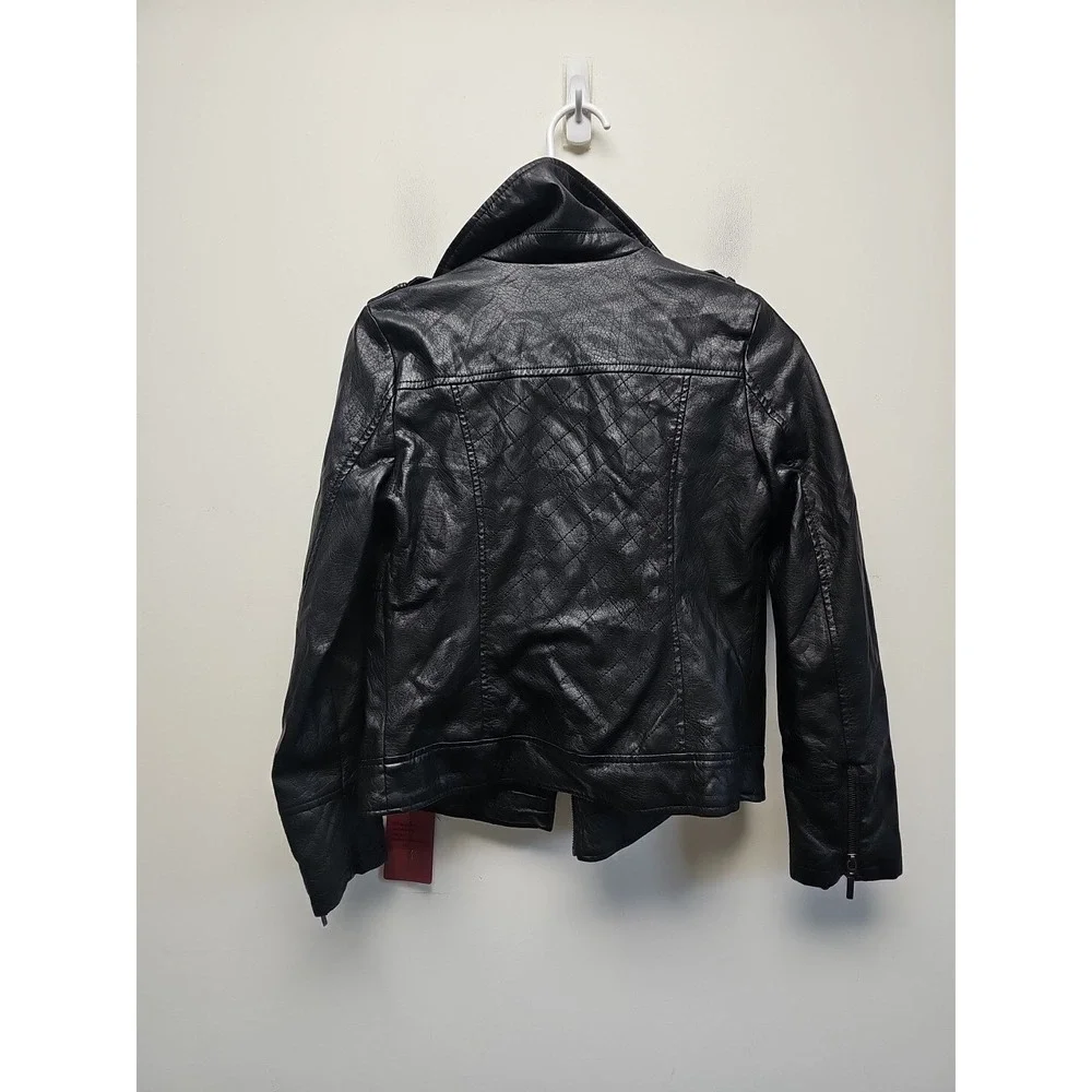 YOKI  Black Faux Leather Moto Biker 1980's Style Jacket Size S  NWT